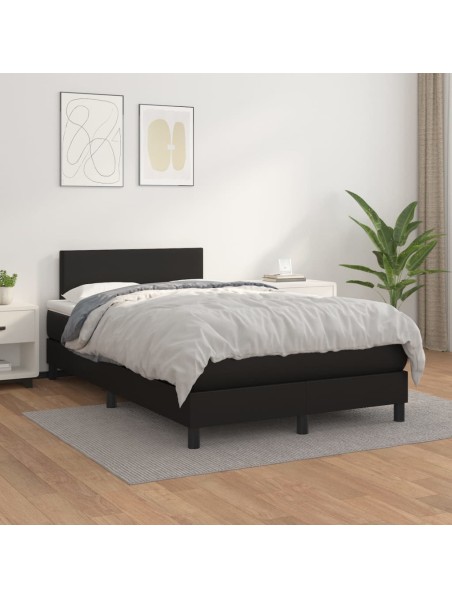 Boxspringbett mit Matratze Schwarz 120x200 cm Kunstleder