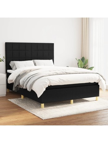 Boxspringbett mit Matratze Schwarz 140x190 cm Stoff