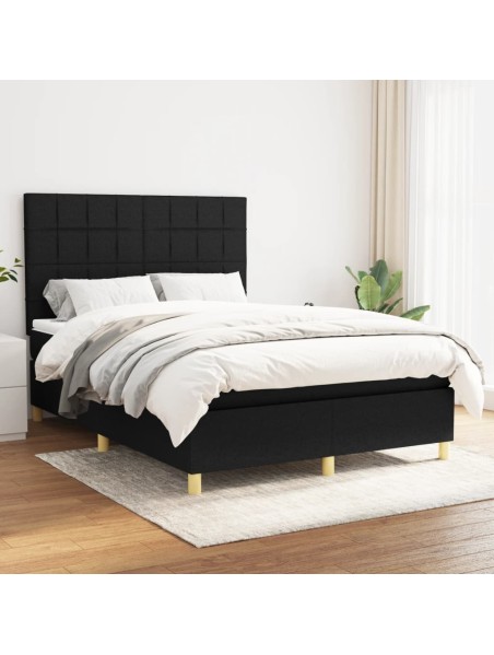 Boxspringbett mit Matratze Schwarz 140x190 cm Stoff