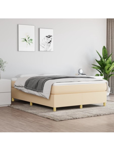 Boxspringbett Creme 140x200 cm Stoff