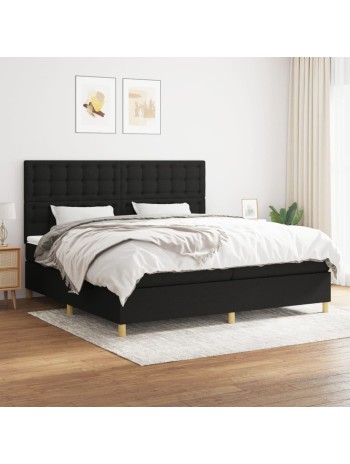 Boxspringbett mit Matratze Schwarz 200x200 cm Stoff