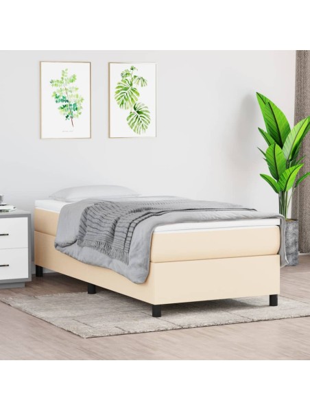 Boxspringbett Creme 90x200 cm Stoff