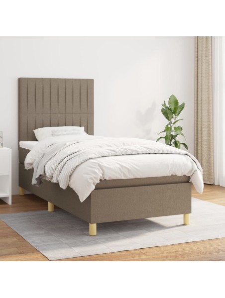 Boxspringbett mit Matratze Taupe 100x200 cm Stoff