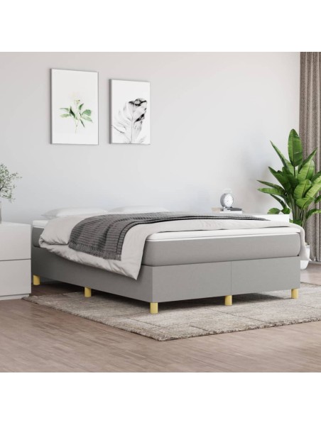 Boxspringbett mit Matratze Hellgrau 140x190 cm Stoff