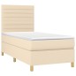 Boxspringbett mit Matratze Creme 90x200 cm Stoff