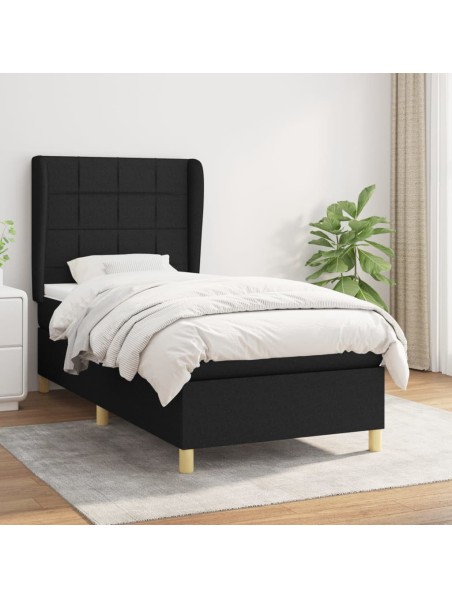 Boxspringbett mit Matratze Schwarz 90x190 cm Stoff