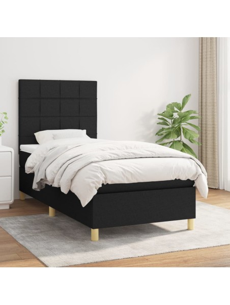 Boxspringbett mit Matratze Schwarz 90x190 cm Stoff