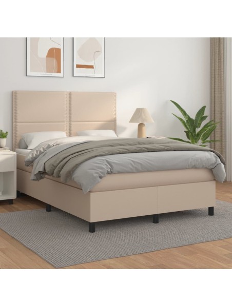 Boxspringbett Matratze Cappuccino-Braun 140x200cm Kunstleder