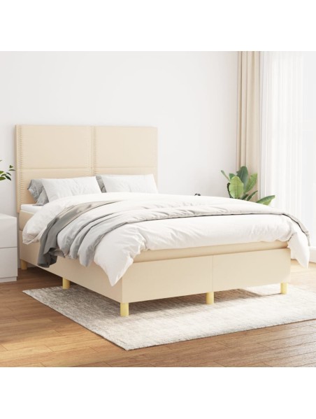 Boxspringbett mit Matratze Creme 140x200 cm Stoff