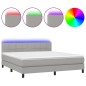 Boxspringbett mit Matratze & LED Hellgrau 180x200 cm Stoff