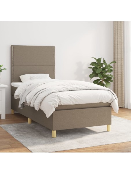 Boxspringbett mit Matratze Taupe 90x200 cm Stoff