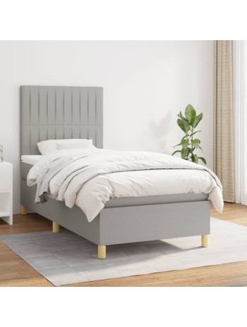 Boxspringbett mit Matratze Hellgrau 80x200 cm Stoff