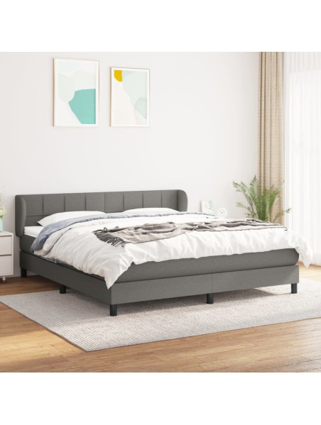 Boxspringbett mit Matratze Dunkelgrau 180x200 cm Stoff