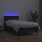 Boxspringbett mit Matratze & LED Schwarz 100x200 cm Kunstleder