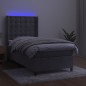 Boxspringbett mit Matratze & LED Hellgrau 100x200 cm Samt