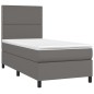 Boxspringbett mit Matratze Grau 90x200 cm Kunstleder