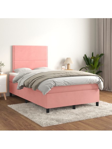 Boxspringbett mit Matratze Rosa 120x200 cm Samt