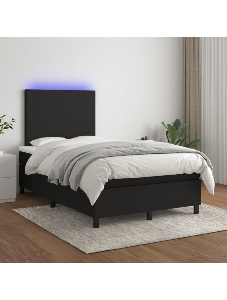 Boxspringbett mit Matratze & LED Schwarz 120x200 cm Stoff