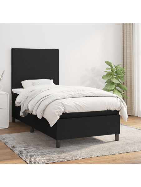 Boxspringbett mit Matratze Schwarz 100x200 cm Stoff