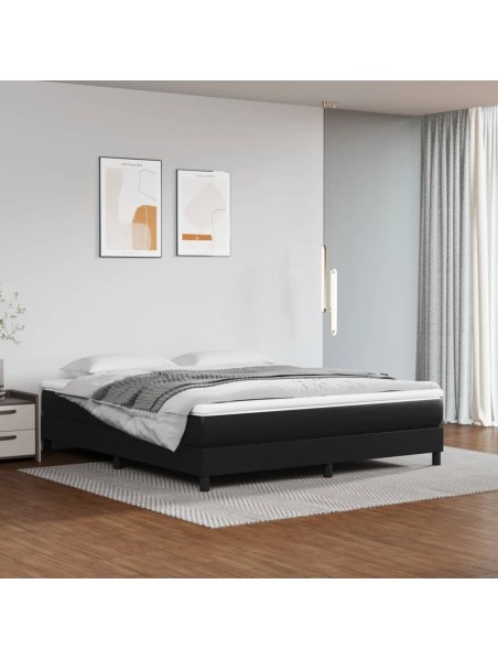 Boxspringbett mit Matratze Schwarz 160x200 cm Kunstleder