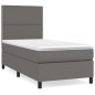 Boxspringbett mit Matratze Grau 90x190 cm Kunstleder