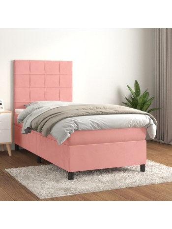 Boxspringbett mit Matratze Rosa 100x200 cm Samt