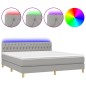 Boxspringbett mit Matratze & LED Hellgrau 160x200 cm Stoff