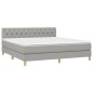 Boxspringbett mit Matratze & LED Hellgrau 160x200 cm Stoff