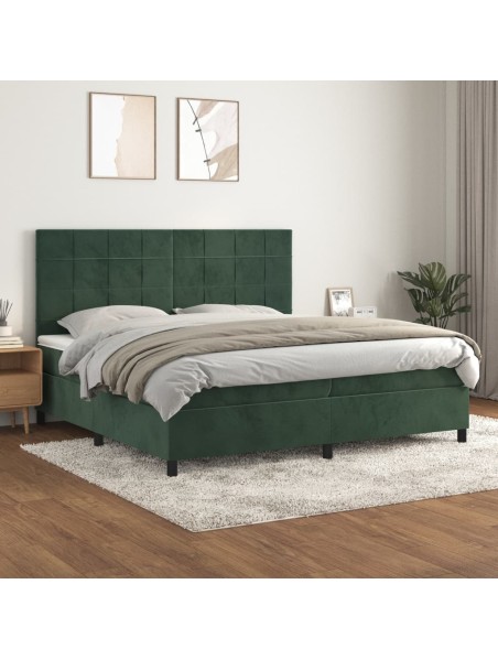 Boxspringbett mit Matratze Dunkelgrün 200x200 cm Samt