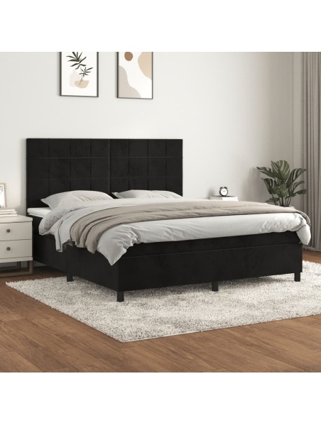 Boxspringbett mit Matratze Schwarz 160x200 cm Samt