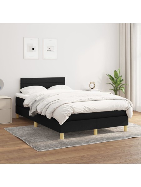 Boxspringbett mit Matratze Schwarz 120x200 cm Stoff