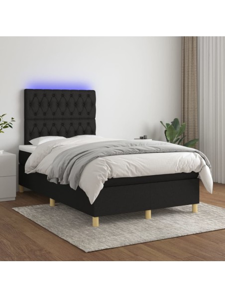 Boxspringbett mit Matratze & LED Schwarz 120x200 cm Stoff