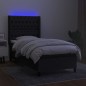 Boxspringbett mit Matratze & LED Schwarz 100x200 cm Stoff