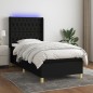 Boxspringbett mit Matratze & LED Schwarz 100x200 cm Stoff