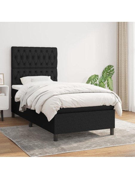 Boxspringbett mit Matratze Schwarz 100x200 cm Stoff