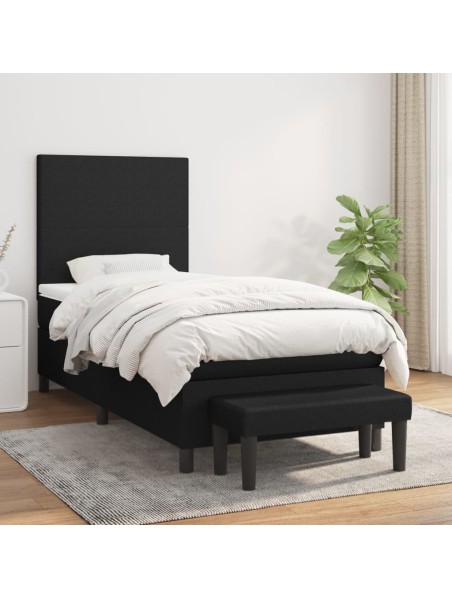 Boxspringbett mit Matratze Schwarz 90x190 cm Stoff