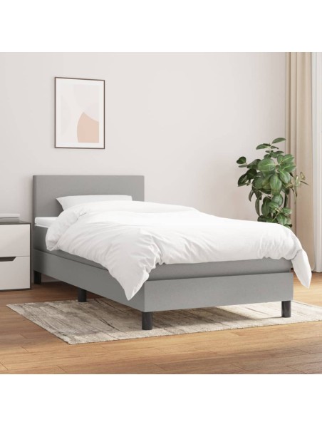 Boxspringbett mit Matratze Hellgrau 90x190 cm Stoff