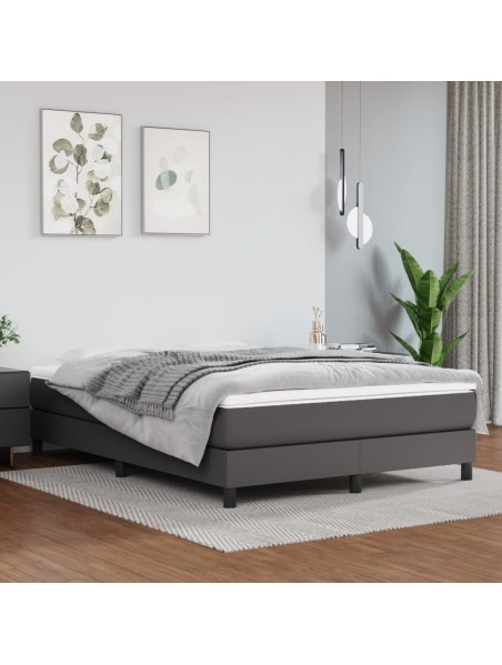 Boxspringbett Grau 140x200 cm Kunstleder