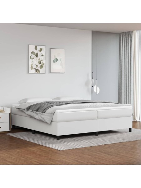 Boxspringbett mit Matratze Weiß 200x200 cm Kunstleder