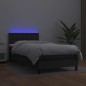 Boxspringbett mit Matratze & LED Schwarz 80x200 cm Kunstleder