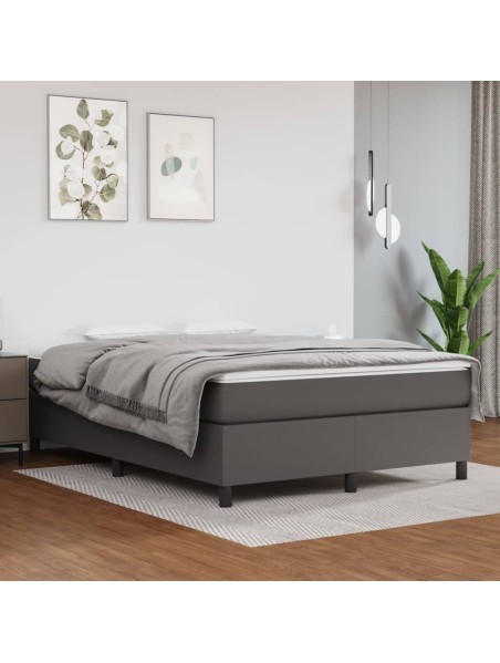 Boxspringbett mit Matratze Grau 140x200 cm Kunstleder