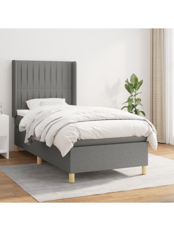 Boxspringbett mit Matratze Dunkelgrau 90x190 cm Stoff