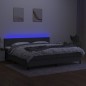 Boxspringbett mit Matratze & LED Dunkelgrau 200x200 cm Stoff