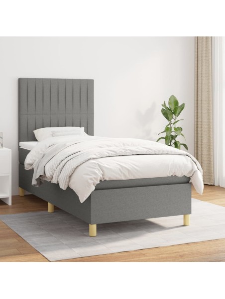 Boxspringbett mit Matratze Dunkelgrau 90x190 cm Stoff