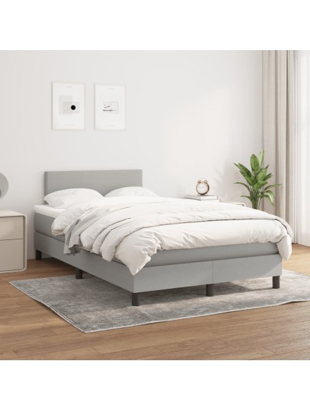 Boxspringbett mit Matratze Hellgrau 120x200 cm Stoff