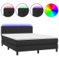 Boxspringbett mit Matratze & LED Schwarz 140x190 cm Kunstleder