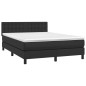 Boxspringbett mit Matratze & LED Schwarz 140x190 cm Kunstleder