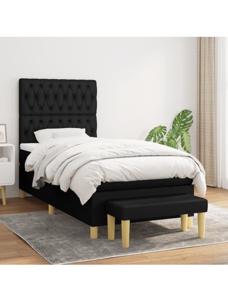 Boxspringbett mit Matratze Schwarz 100x200 cm Stoff