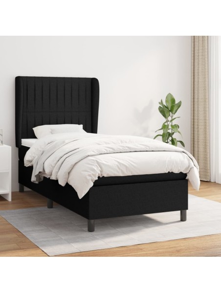 Boxspringbett mit Matratze Schwarz 90x190 cm Stoff