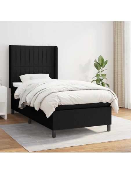 Boxspringbett mit Matratze Schwarz 90x190 cm Stoff